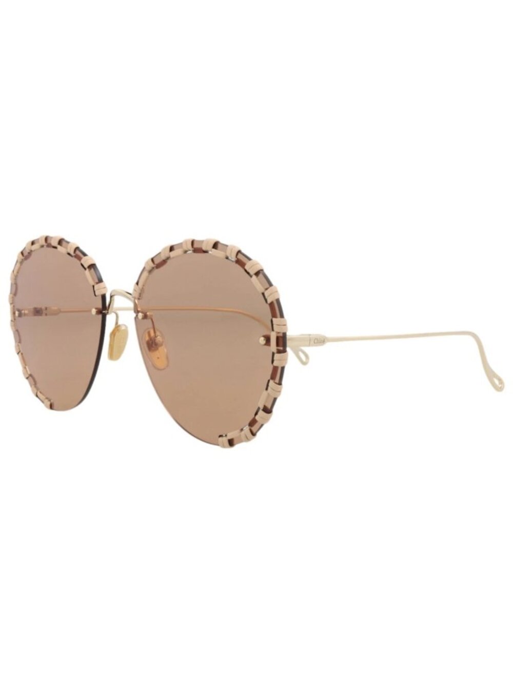 New Chloé Women's Sunglasses Round Oval Metal Frame Gold Gold Brown